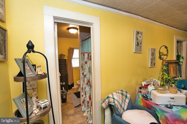 interior space with ornamental molding