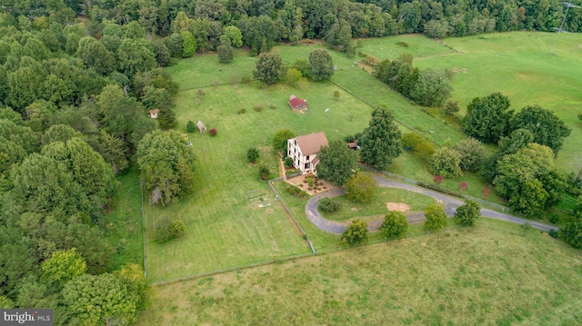 drone / aerial view with a rural view