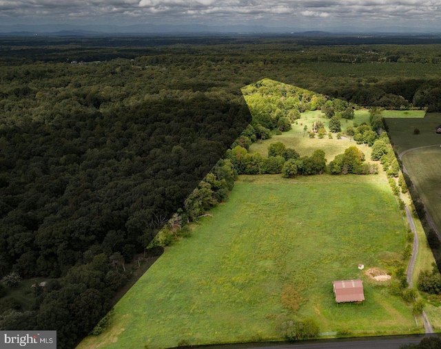 bird's eye view featuring a view of trees