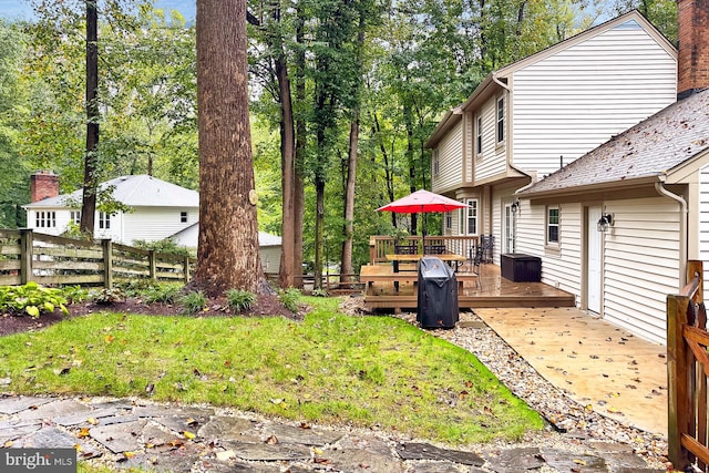 view of yard with a deck