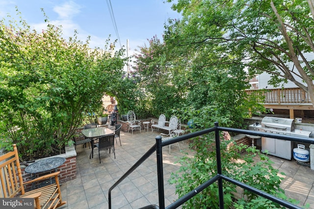 view of patio / terrace featuring a grill