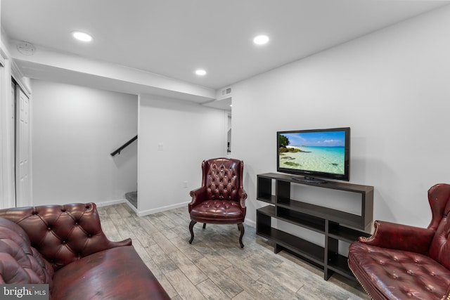 living room featuring light hardwood / wood-style floors