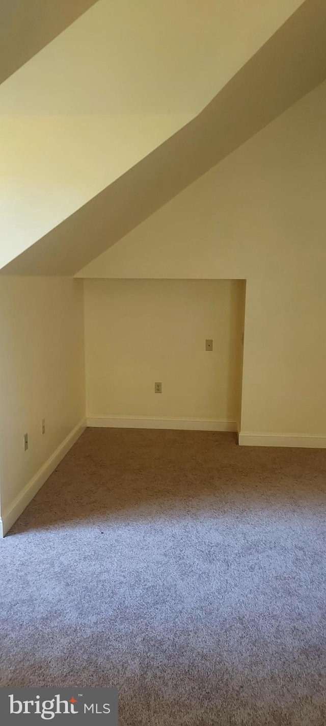 additional living space featuring carpet floors and lofted ceiling