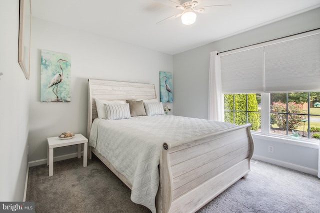 bedroom featuring carpet flooring and ceiling fan