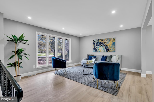 living room featuring light hardwood / wood-style flooring