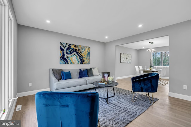 living room with wood-type flooring