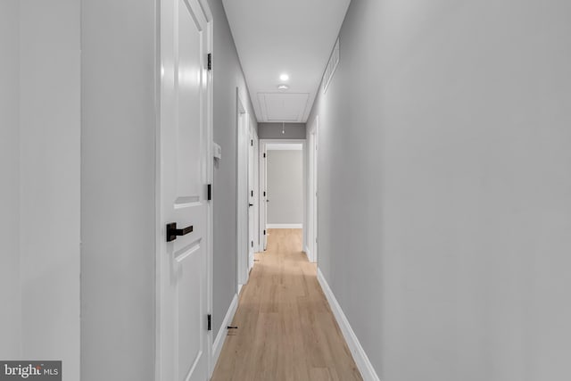 corridor featuring light wood-type flooring