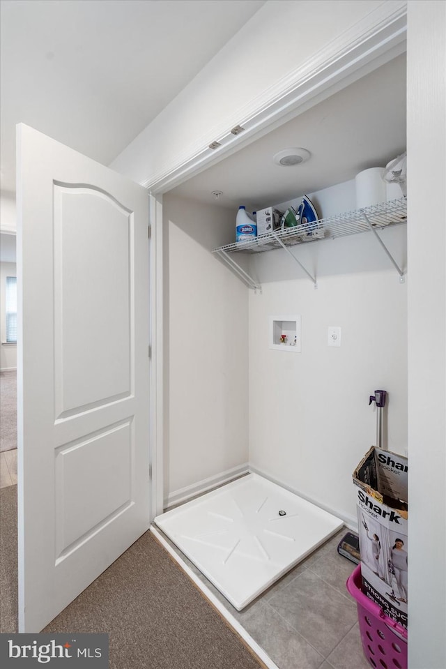 laundry area with carpet floors and hookup for a washing machine