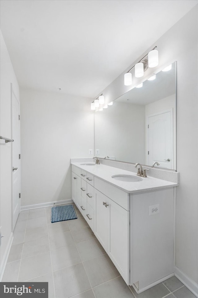 bathroom with tile patterned floors and vanity