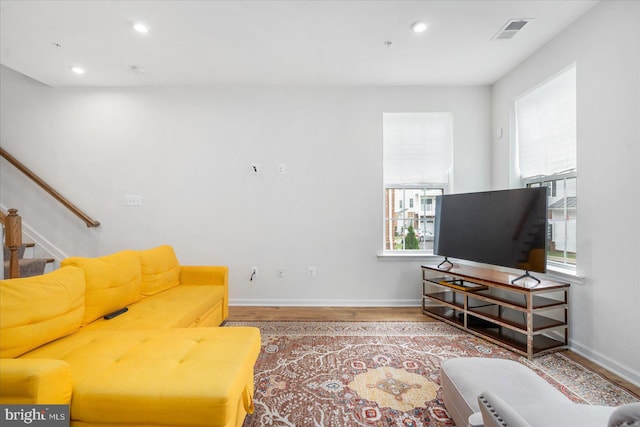 living room featuring hardwood / wood-style floors