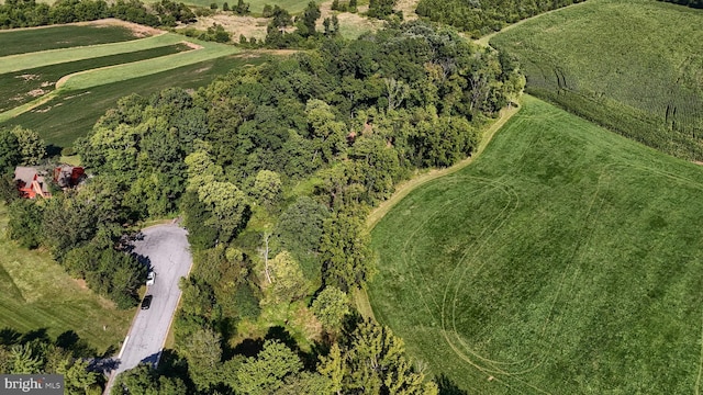 birds eye view of property with a rural view