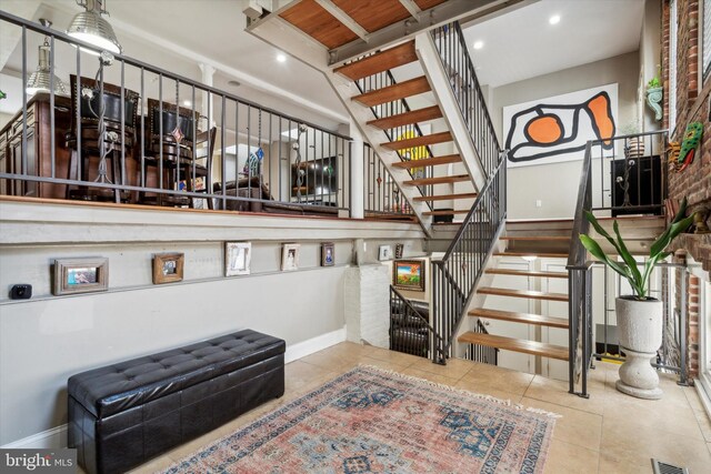 interior space with tile patterned floors