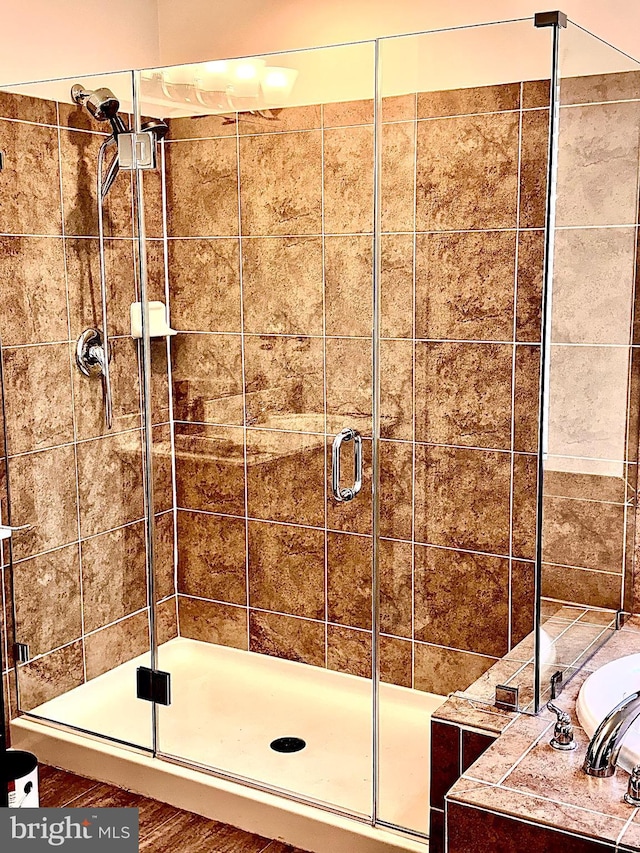 bathroom with plus walk in shower