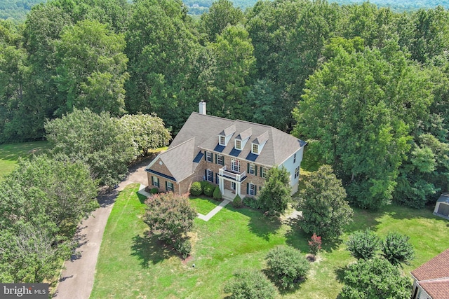 aerial view with a forest view