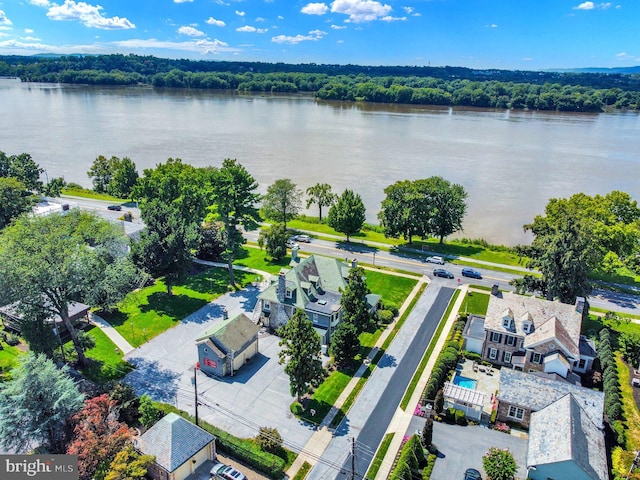 bird's eye view featuring a water view