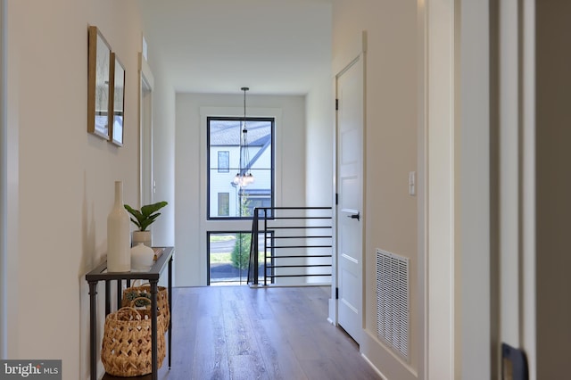 entryway with wood-type flooring