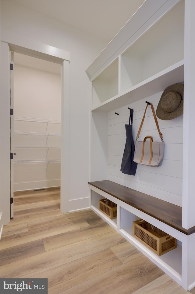 mudroom featuring light hardwood / wood-style flooring