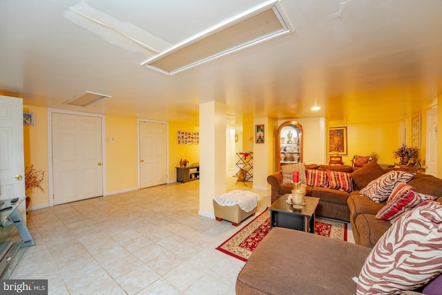 view of tiled living room