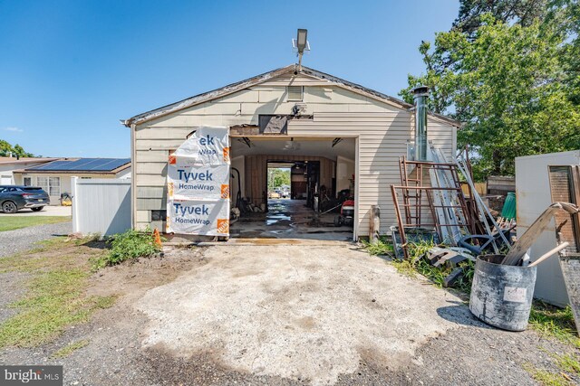 exterior space featuring a garage