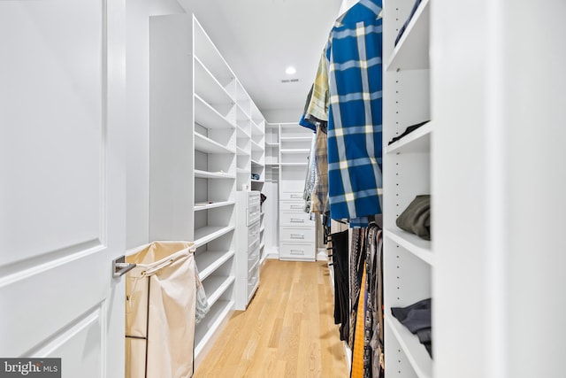 spacious closet featuring light wood-style floors