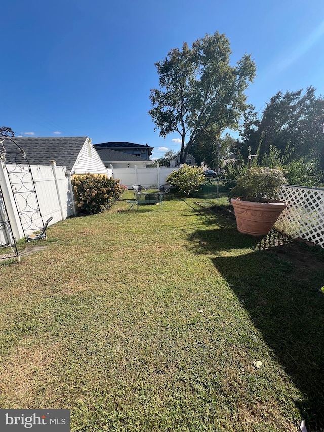 view of yard featuring a fenced backyard