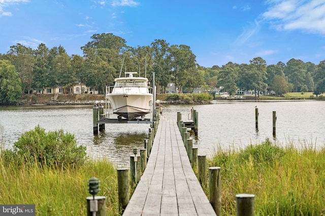 dock area featuring a water view