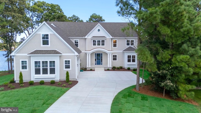 view of front of home with a front yard