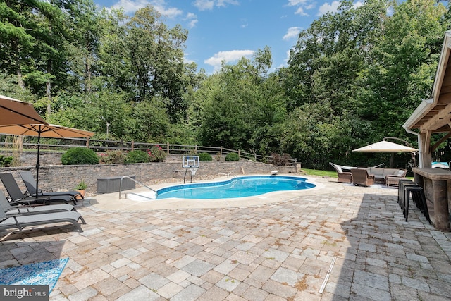 view of pool featuring a patio area