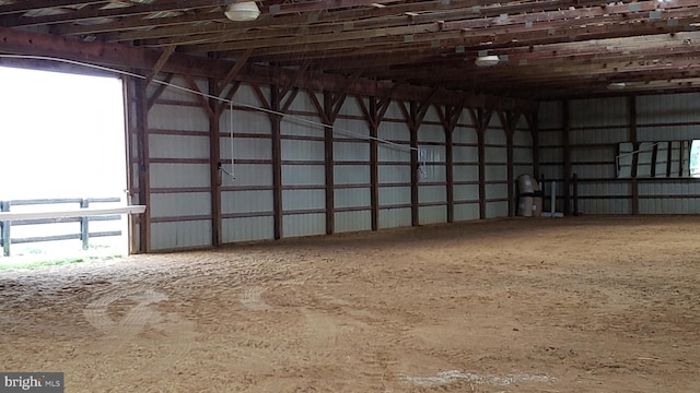 garage with metal wall