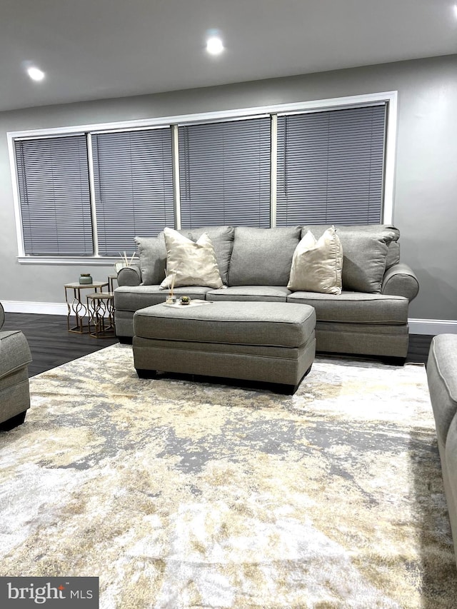 living room with hardwood / wood-style floors