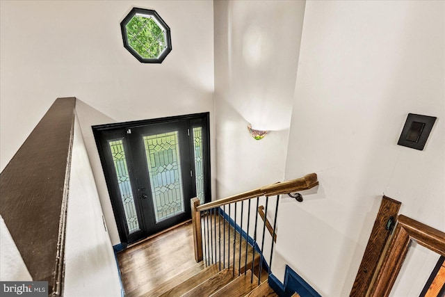 foyer entrance featuring wood finished floors