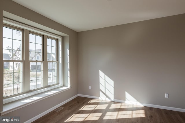 unfurnished room with hardwood / wood-style floors and a healthy amount of sunlight