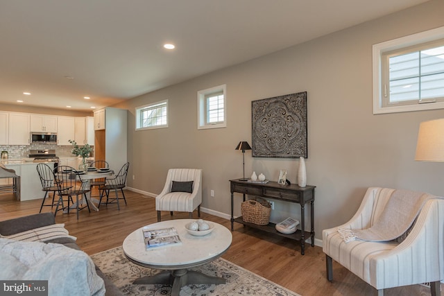 living room featuring light hardwood / wood-style flooring