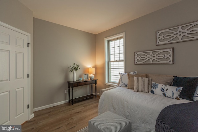 bedroom with wood-type flooring