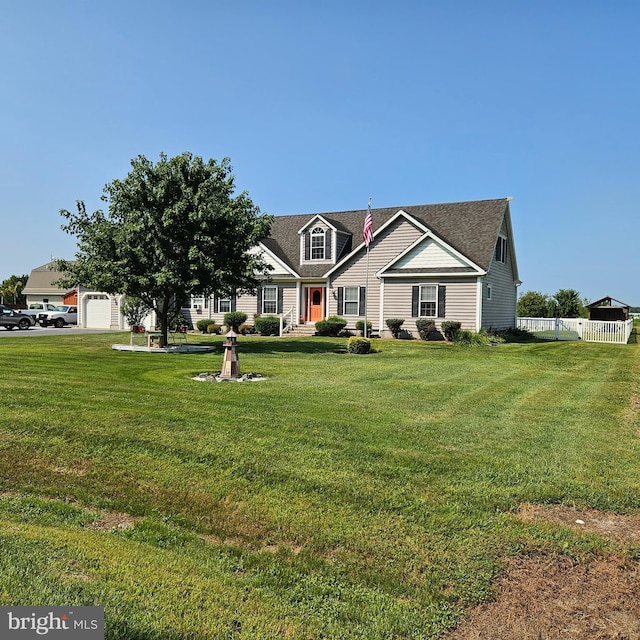 view of front of property with a front lawn