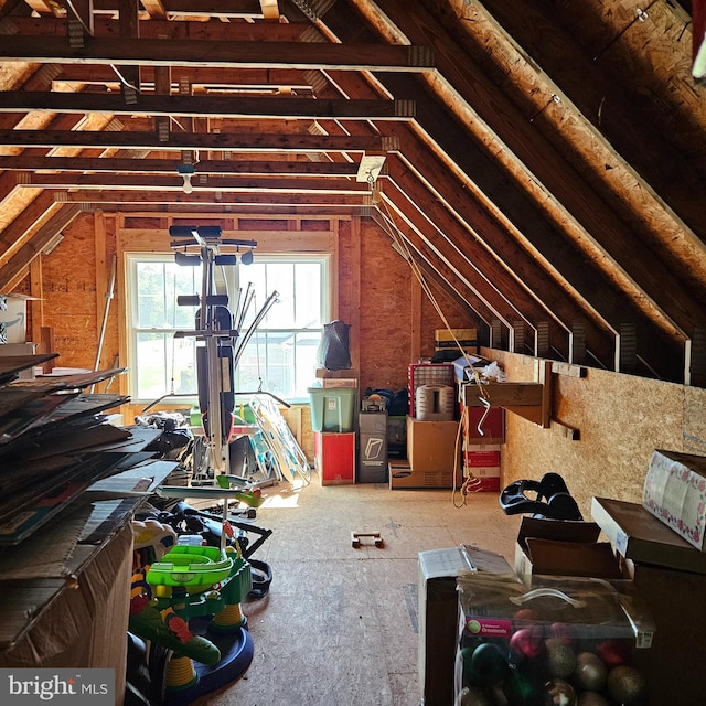 view of unfinished attic