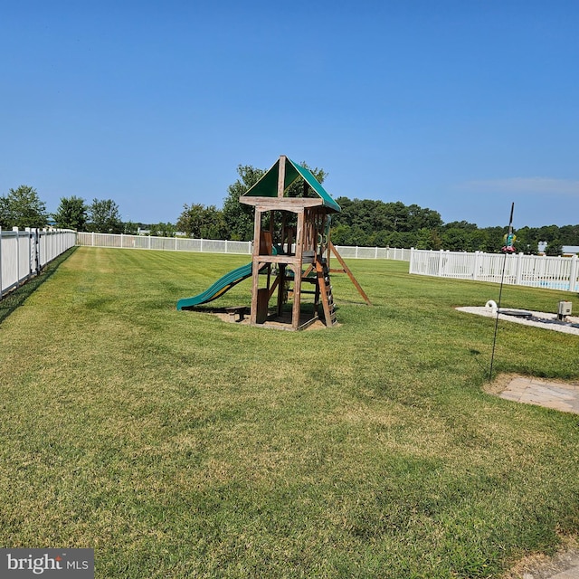 view of play area with a lawn