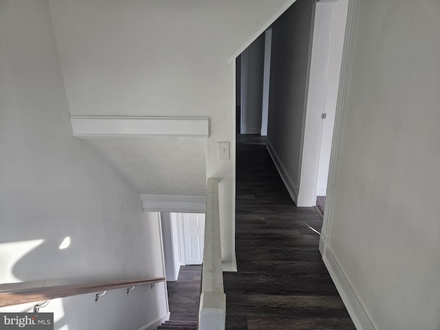 corridor with dark wood-type flooring