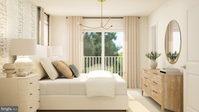 bedroom featuring access to outside and multiple windows