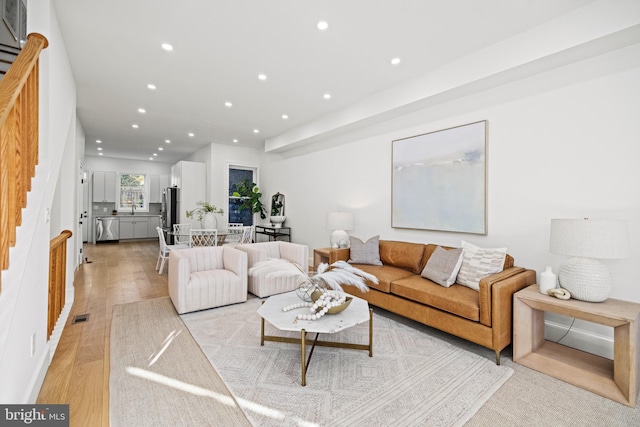 living room featuring light hardwood / wood-style flooring