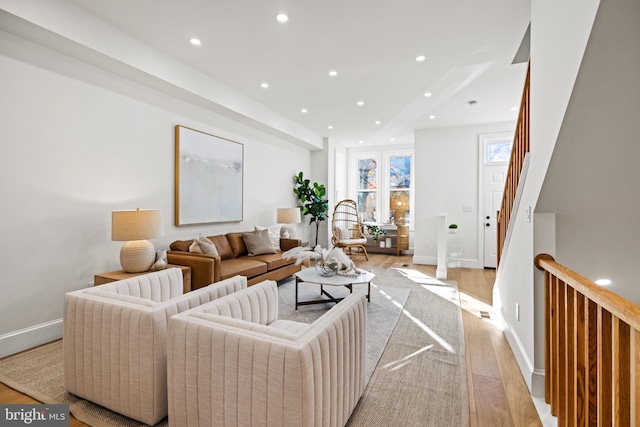 living room featuring light hardwood / wood-style flooring