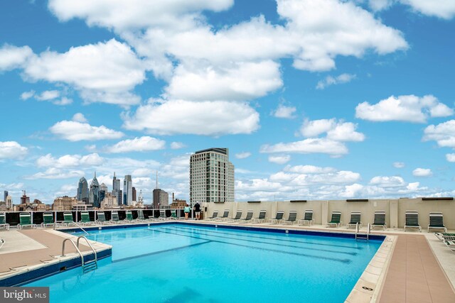 pool with a city view