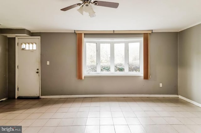 interior space featuring ceiling fan