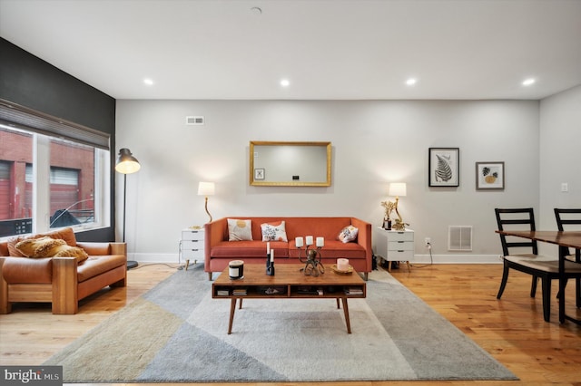 living room featuring light hardwood / wood-style floors