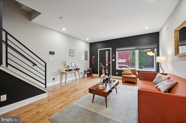 living room featuring light wood-type flooring