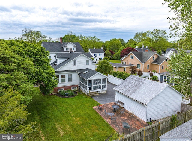 aerial view with a residential view