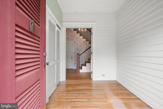 interior space with stairs and wood finished floors