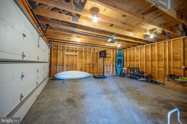 garage with a garage door opener