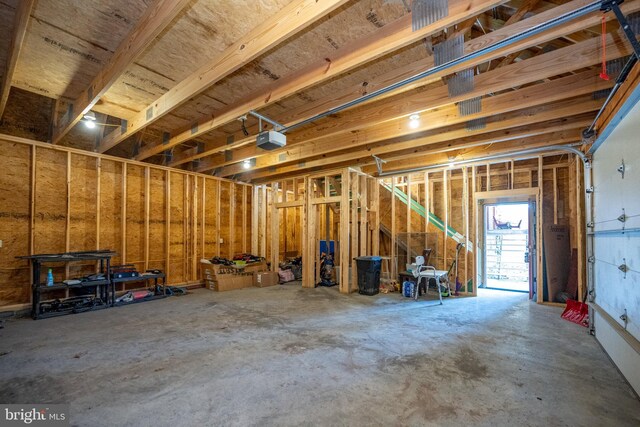 garage with a garage door opener