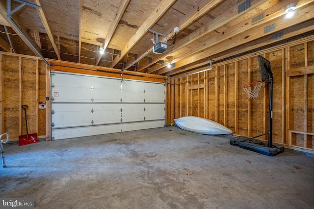 garage with a garage door opener